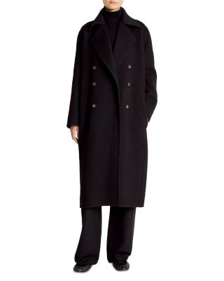 Double Breasted Long Wool-Blend Coat