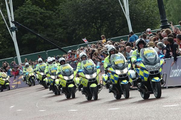 The police motos ready for the start