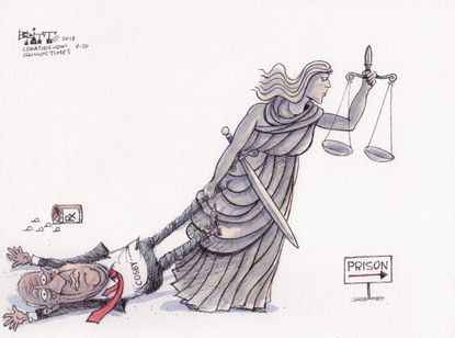 Editorial cartoon U.S. Bill Cosby guilty verdict Lady Justice