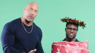 Dwayne Johnson and Kevin Hart during an interview on YouTube.