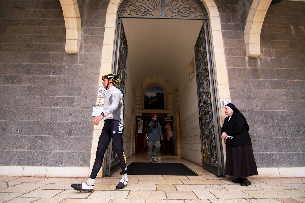 Dennis Van Winden leaves the Church of the Beatitude