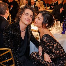 Timoth&eacute;e Chalamet and Kylie Jenner attend the 81st Golden Globe Awards