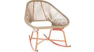 Woven rocking chair with orange coloured legs