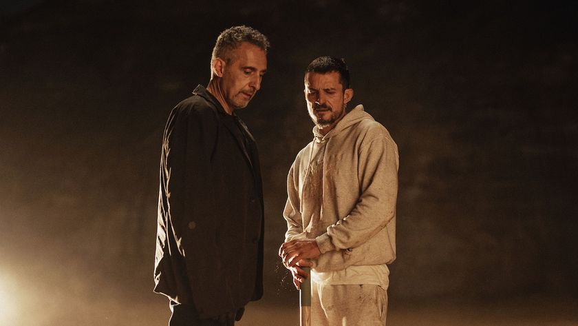 (L-R) John Turturro as “Boz” and Orlando Bloom as “Boxer” in the Psychological Thriller film, THE CUT.