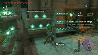 Link buys Crystallized Charges for battery upgrades in Zelda Tears of the Kingdom