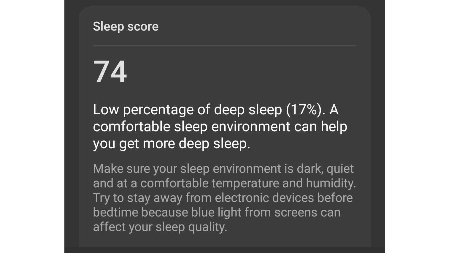 OHealth app showing sleep scores and stages