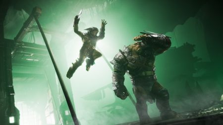 Styx: Blades of Greed promo image - Styx about to shank a big orc