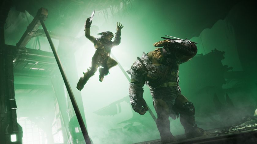 Styx: Blades of Greed promo image - Styx about to shank a big orc