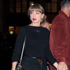 Taylor Swift and Travis Kelce out in New York City wearing louis vuitton