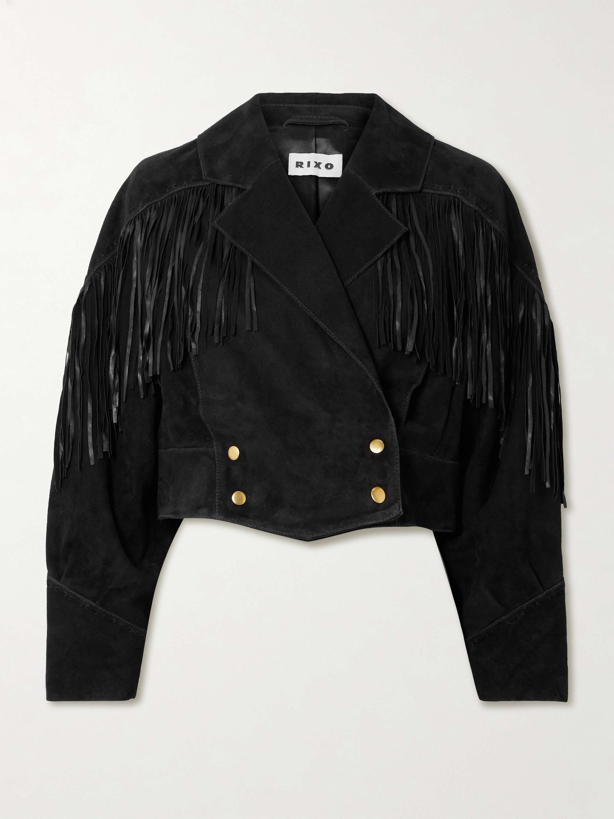 Darragh Fringed Double-Breasted Suede Jacket
