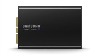 A Samsung CXL memory module, essentially a dark gray box