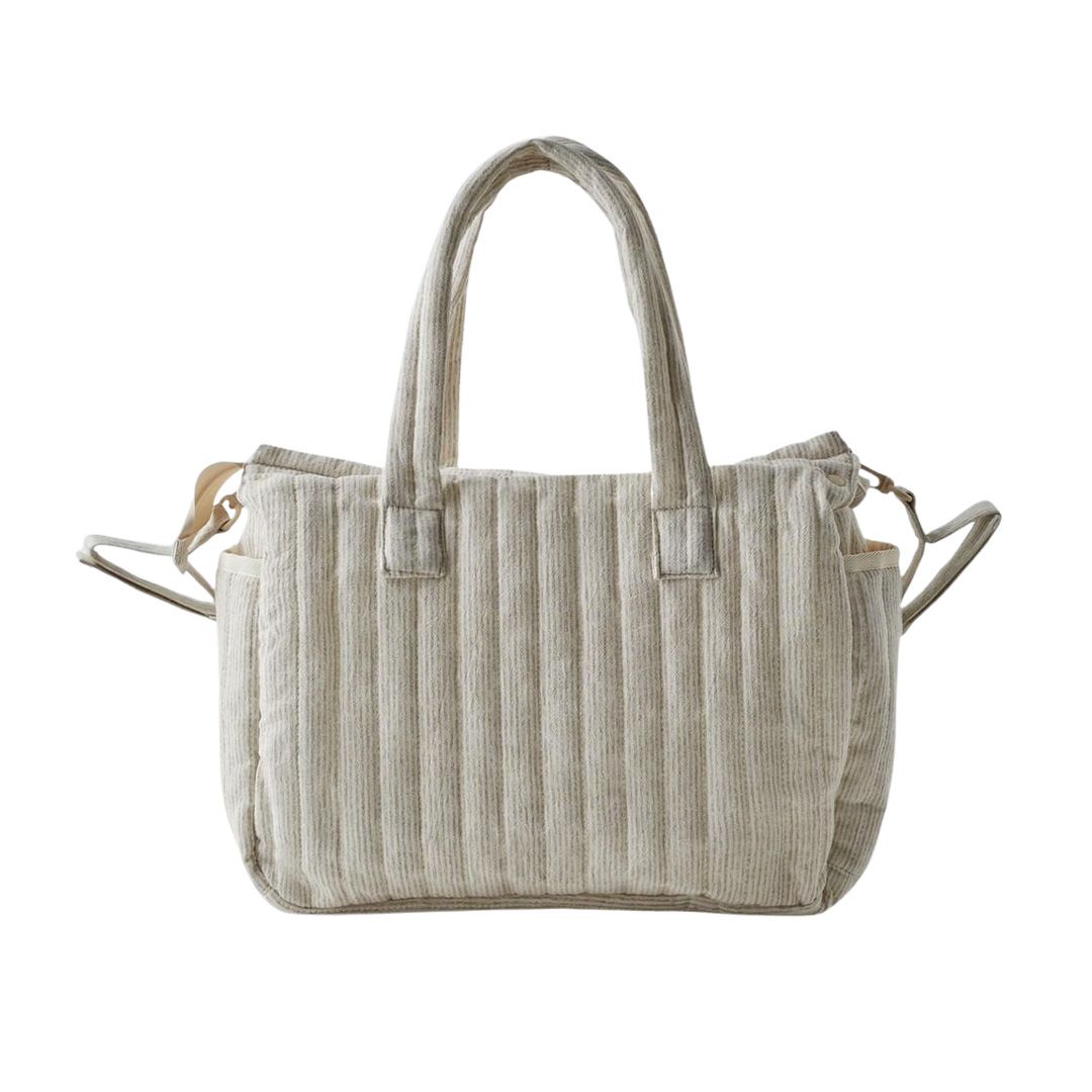striped plush baby diaper bag