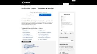 eForms Resignation Letter Examples