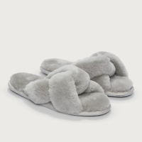 1. Twist-Strap Sheepskin Slider Slippers