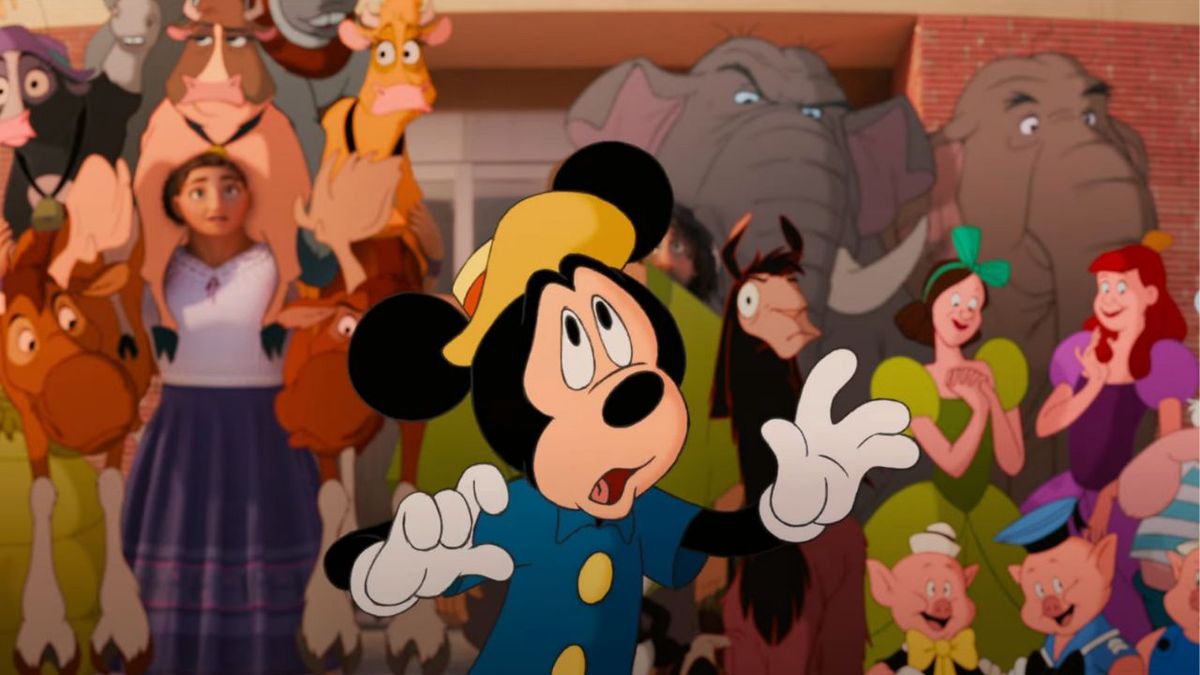 Mickey Mouse and other Disney characters in Disney&#039;s Once Upon A Studio short