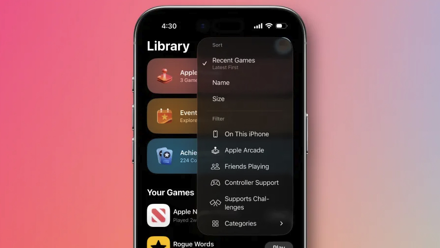 The Games app in an iOS 26.2 beta