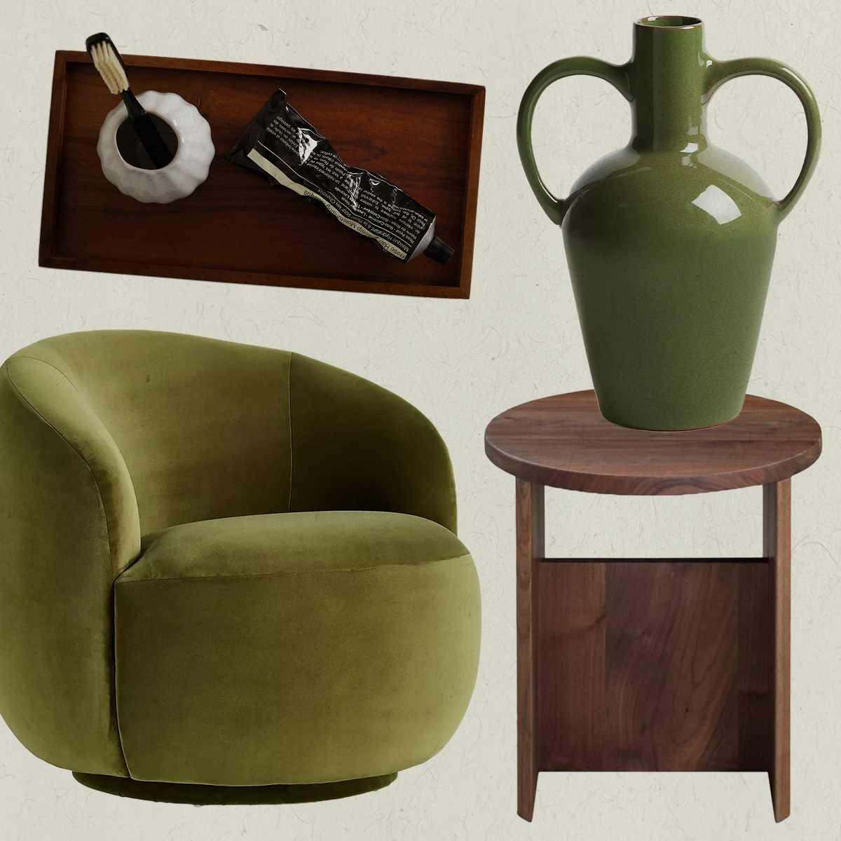 Photo collage of different home furnishings.