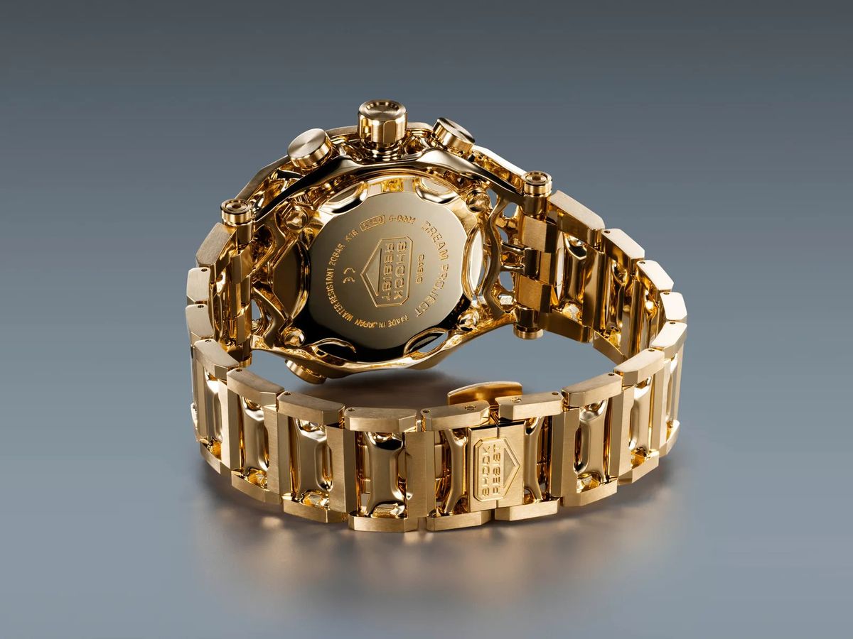 A gold Casio G-Shock watch that was designed using AI
