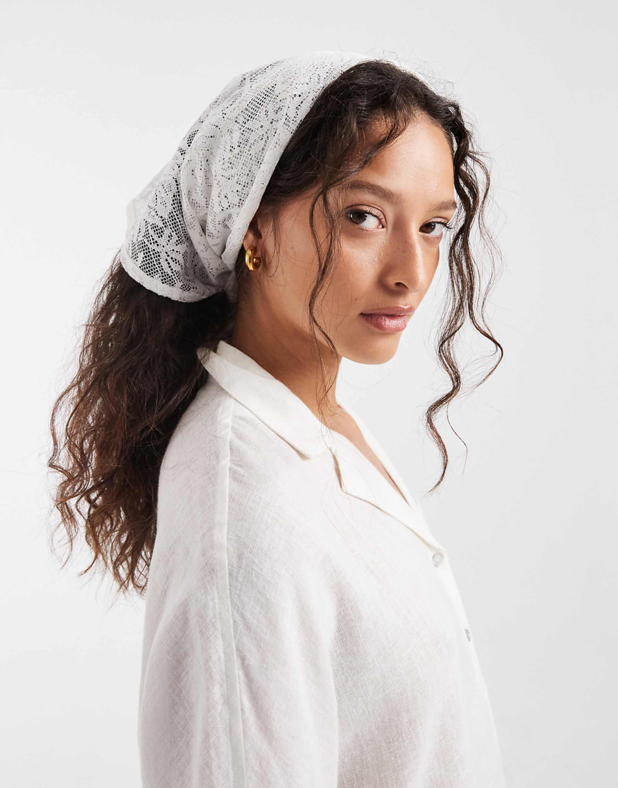 Pieces Lace Multi-Use Scarf in White