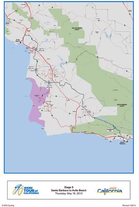 2013 Amgen Tour of California - Stage 5 map