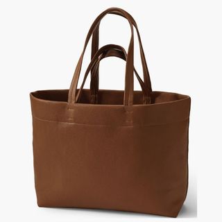 Brown leather tote shopper bag