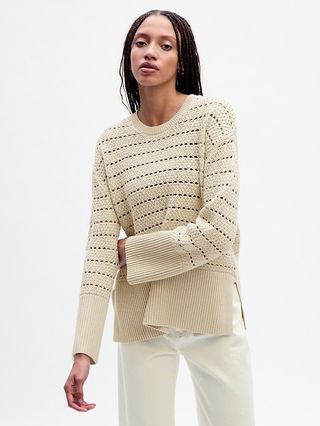 24/7 Split-Hem Crochet Sweater