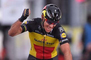 Phlippe Gilbert celebrates winning the 2017 Amstel Gold Race