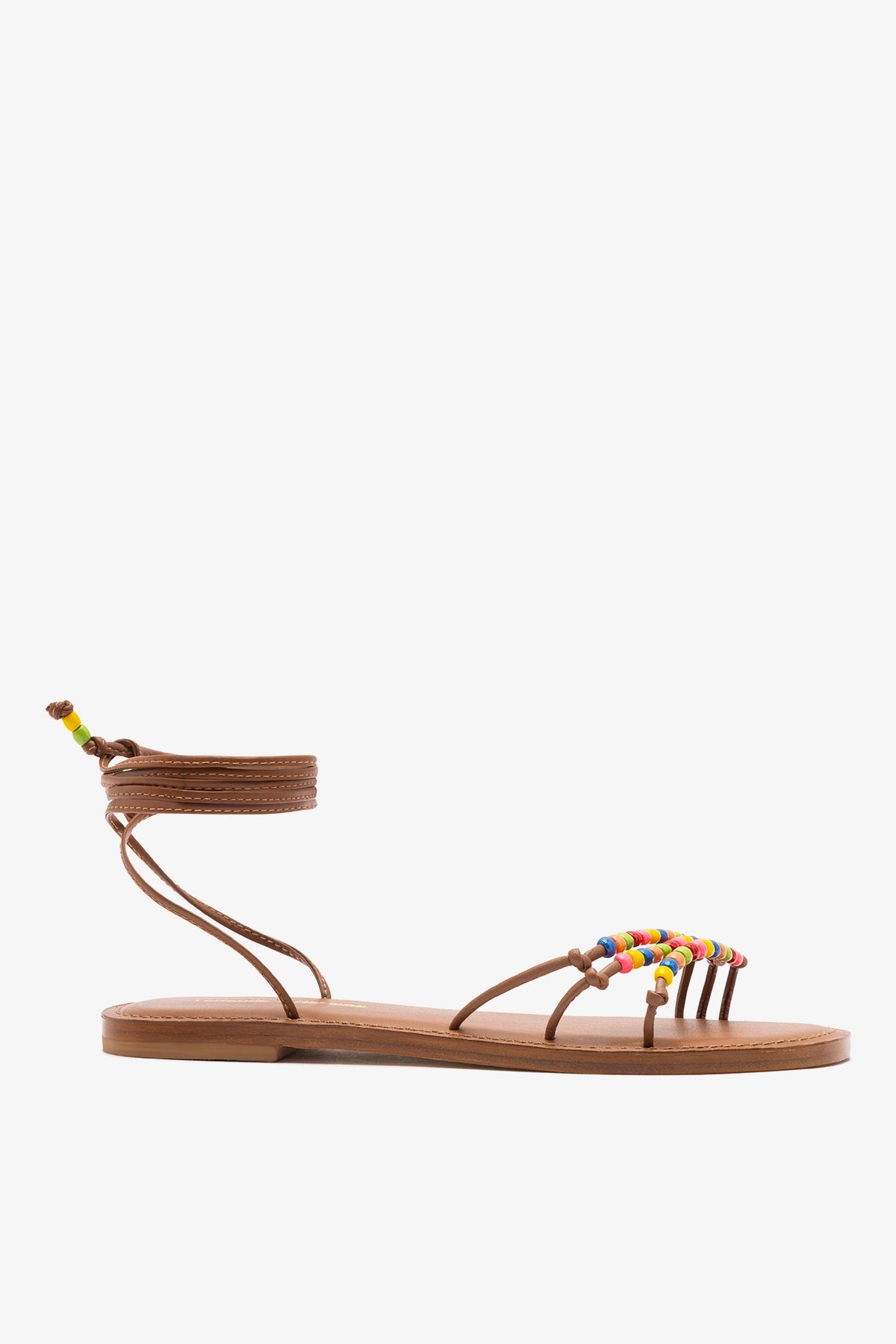 Larroud&amp;eacute; X Ciao Lucia: Susana Flat Sandal Caramel Leather