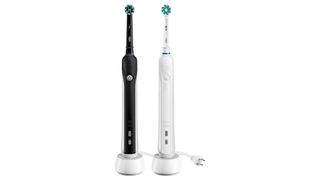 Oral-B Pro 1000 review: the electric toothbrush shown in black and in white