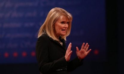 VP Debate moderator Martha Raddatz speaks prior to the vice-presidential debate at Centre College in Danville, Ky.: Raddatz approached the debate as a journalist, asking tough questions on to