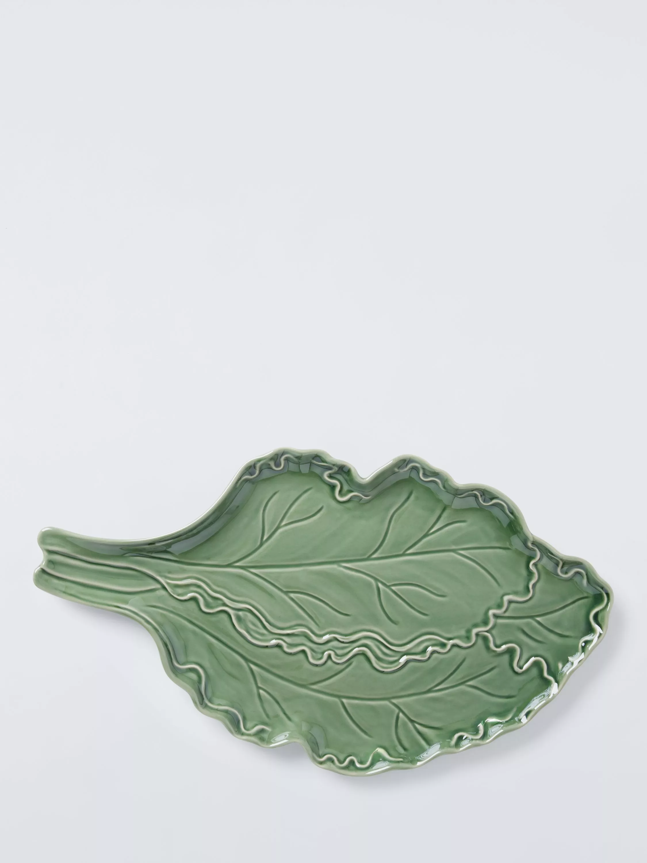 John Lewis X Deliciously Ella Kale Hand Painted Stoneware Serving Platter, 40cm, Green