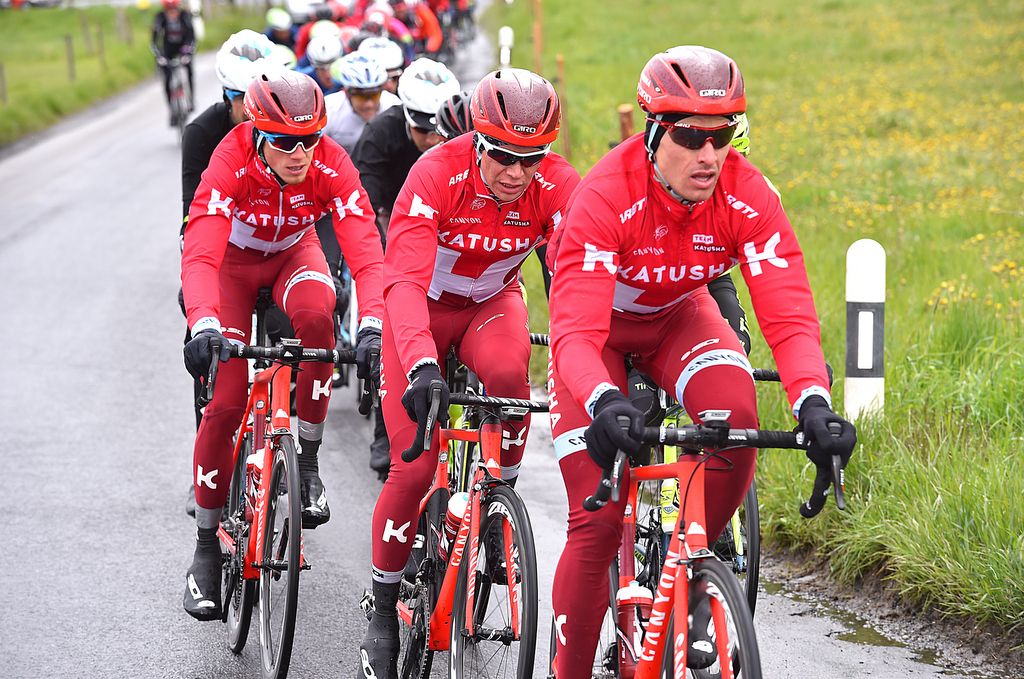 Katusha at the front of the peloton
