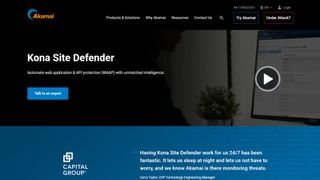 Akamai Kona Site Defender website screenshot