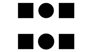 An image of an optical illusion showing circles and squares that look different sizes