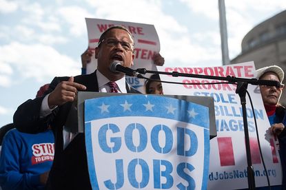 Keith Ellison encouraged Trump to stop federal contractors from exploiting workers.