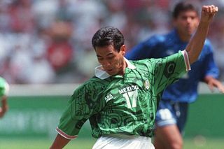benjamin Galindo in action for Mexico against El Salvador in October 1997.