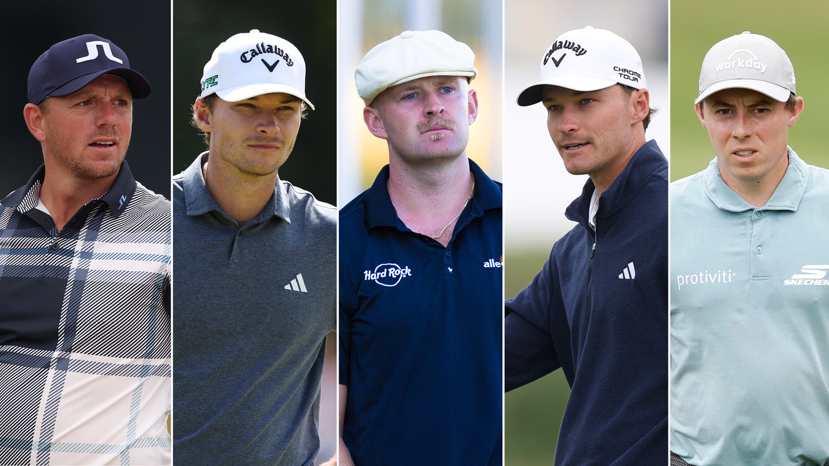 (L to R) Matt Wallace, Nicolai Hojgaard, Harry Hall, Rasmus Hojgaard and Matt Fitzpatrick