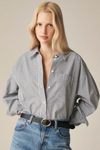 J.Crew Étienne Oversized Shirt in Striped Cotton Poplin