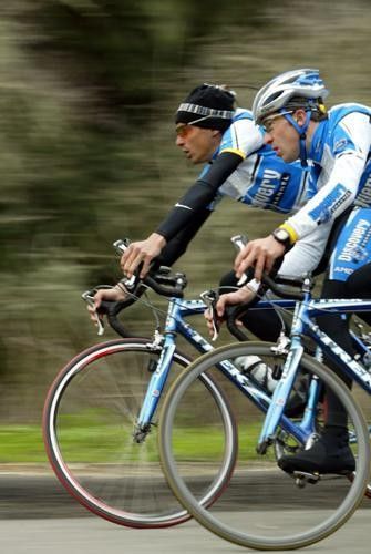 Manuel Beltran and Jose Luis Rubiera work on their descending skills.