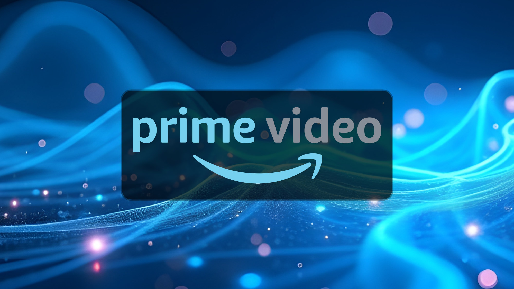Prime Video logo on blue electric currents background
