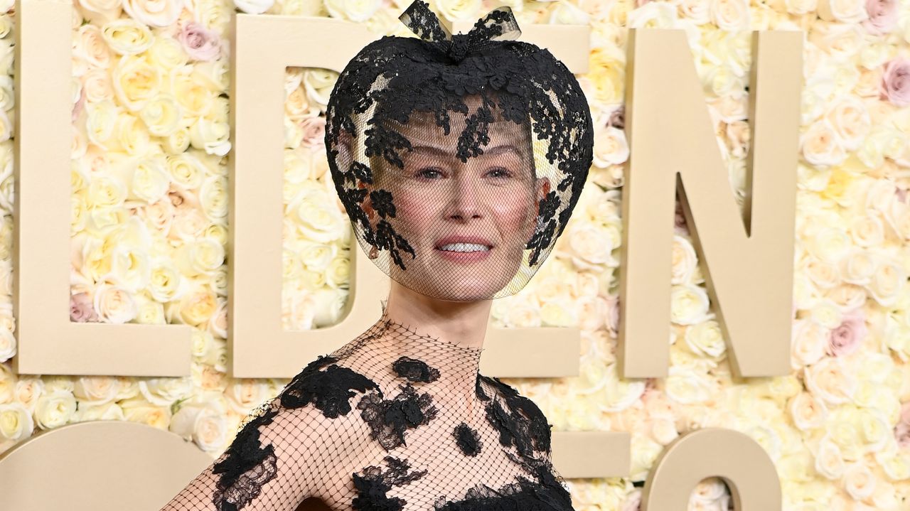 Rosamund Pike attends the 81st Annual Golden Globe Awards at The Beverly Hilton on January 07, 2024