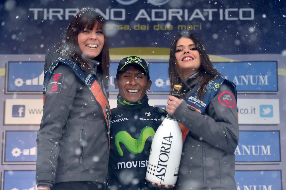 Nairo Quintana on the podium.