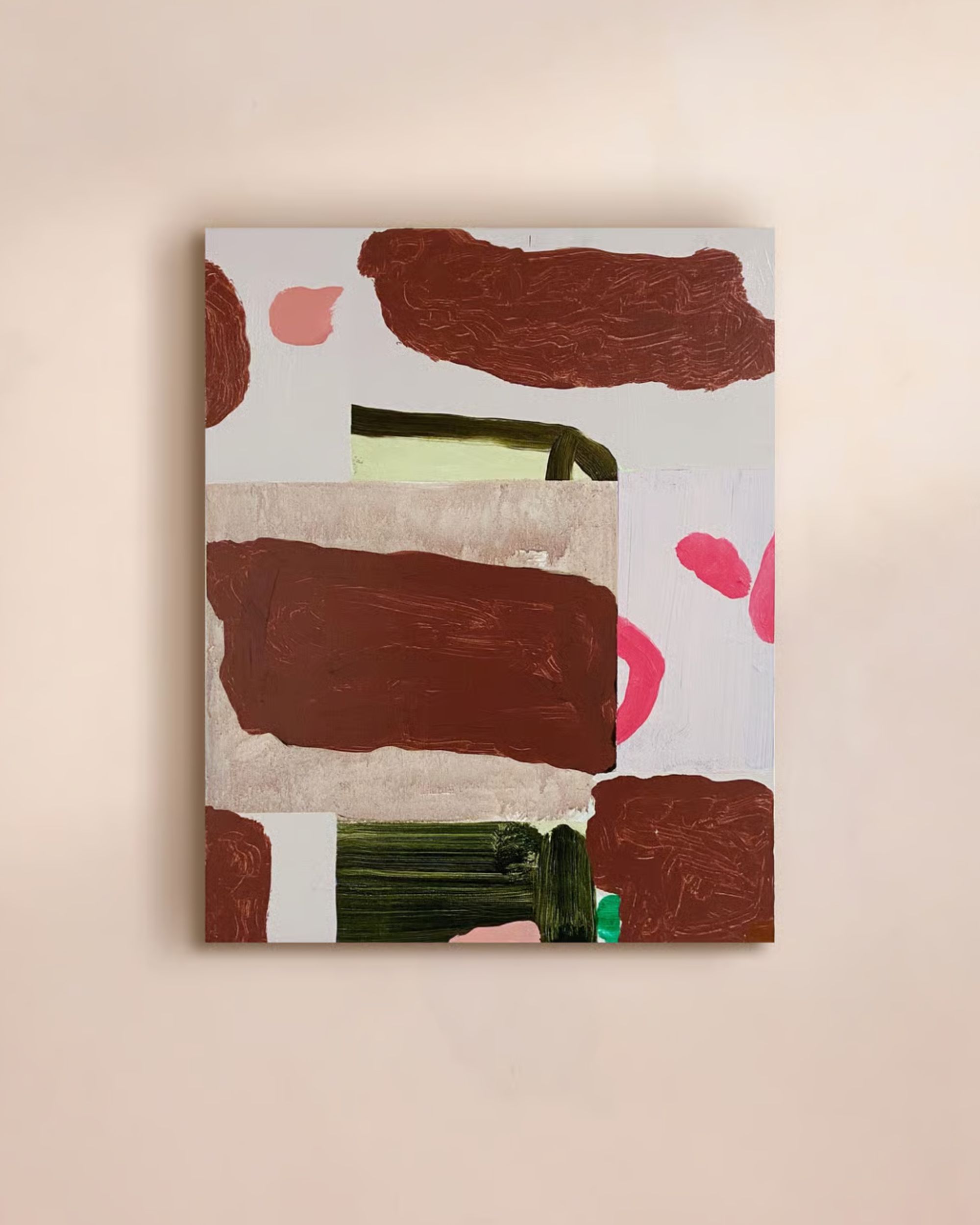 brown, grey, and pink abstract artwork