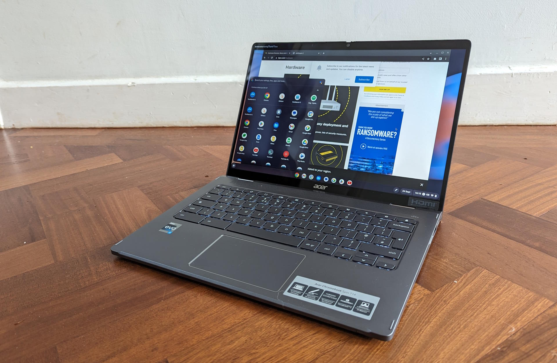 The Acer Chromebook Spin 714 on a desk