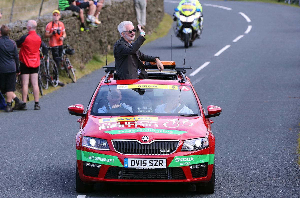 UCI President Brian Cookson in the number one car