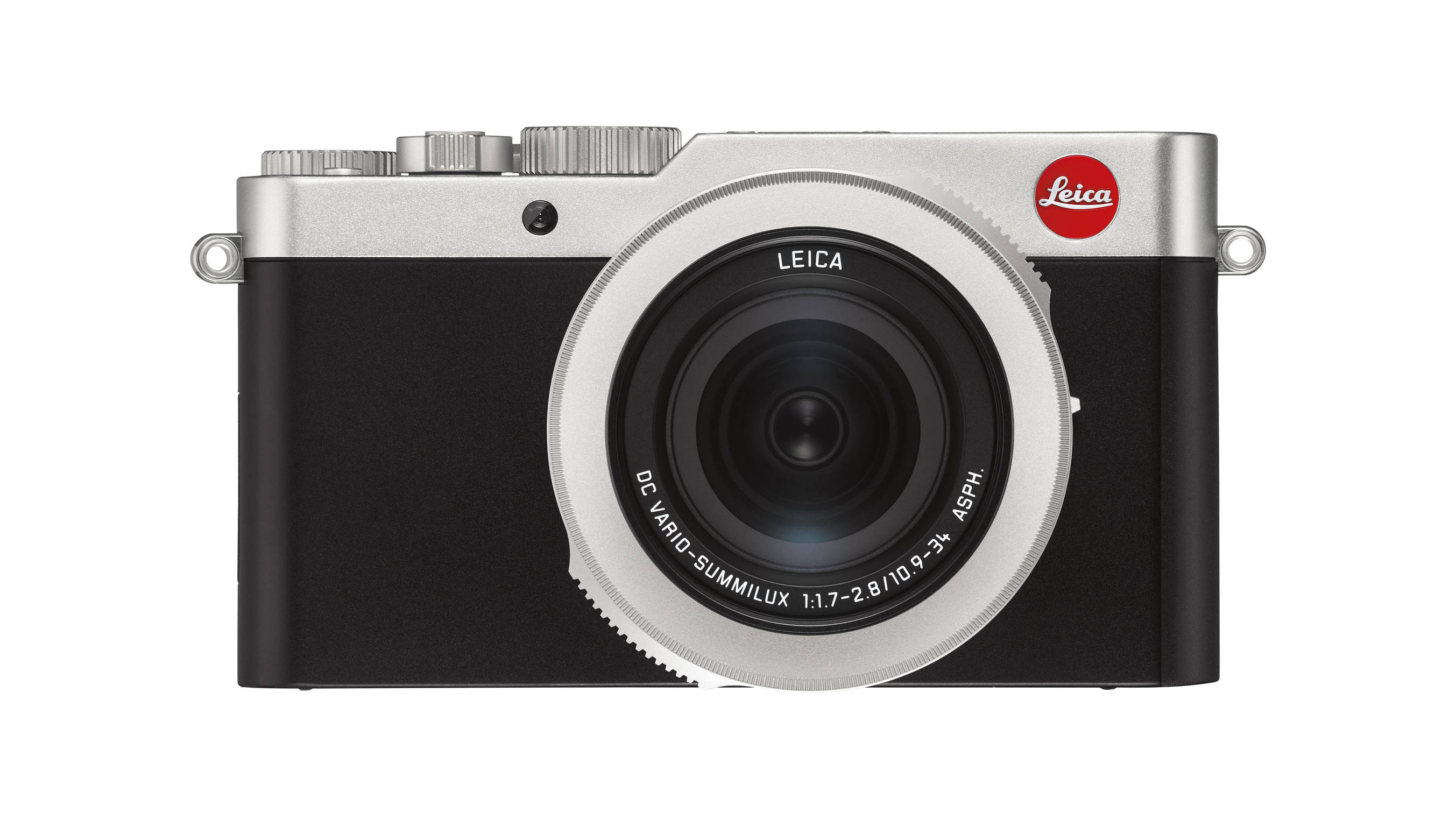 The Leica D-Lux 7 camera in silver against a white background