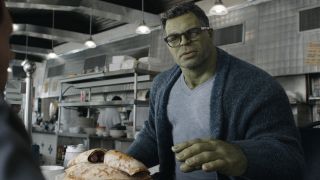 Bruce Banner (Mark Ruffalo) eats in Avengers: Endgame