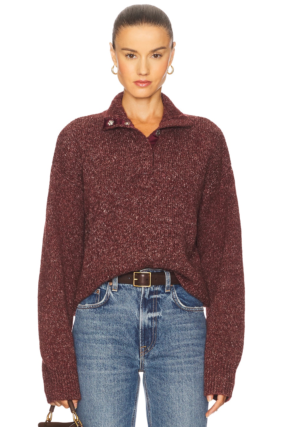 Henley Snap Front Sweater