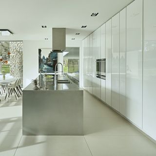 white and steel kitchen