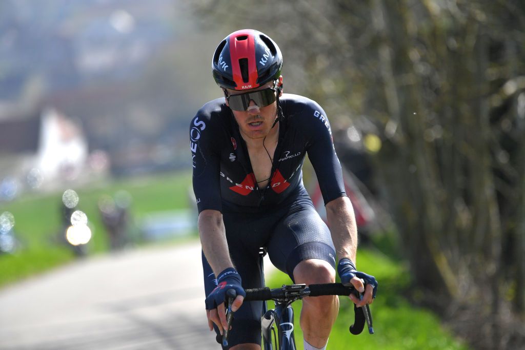 WAREGEM BELGIUM MARCH 31 Dylan Van Baarle of Netherlands and Team INEOS Grenadiers during the 75th Dwars Door Vlaanderen 2021 Mens Elite a 1841km race from Roeselare to Waregem DDV DDV21 FlandersClassic A travers la Flandre on March 31 2021 in Waregem Belgium Photo by Luc ClaessenGetty Images
